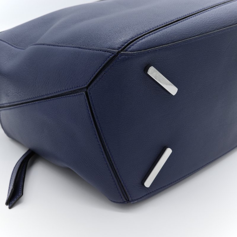 Loewe 羅威 Puzzle 大號 深藍色 牛皮 斜挎包 手提包-8
