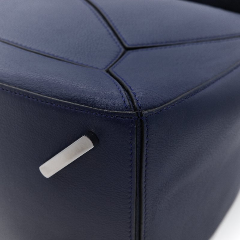 Loewe 羅威 Puzzle 大號 深藍色 牛皮 斜挎包 手提包-10