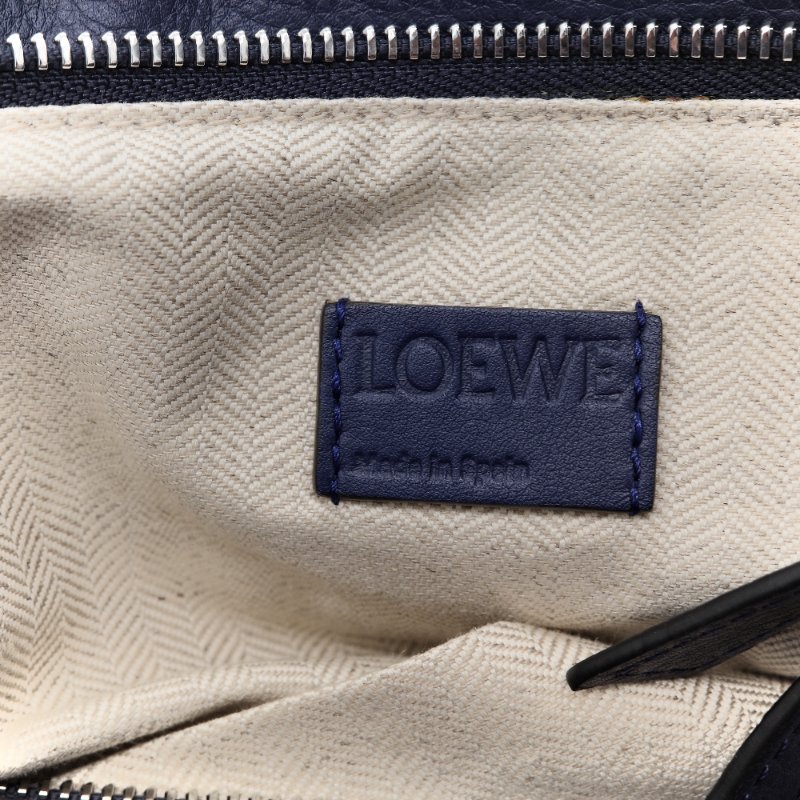 Loewe 羅威 Puzzle 大號 深藍色 牛皮 斜挎包 手提包-11