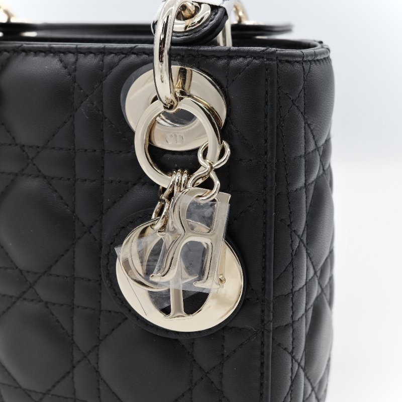 (專櫃 175,000) 近新品況🎁 配件齊全 Dior 迪奧 Lady Dior mini 黑色 籐格紋羊皮 羊皮 肩背包 小型手提包 附背帶及L'Étoile Mitzah 絲巾-11