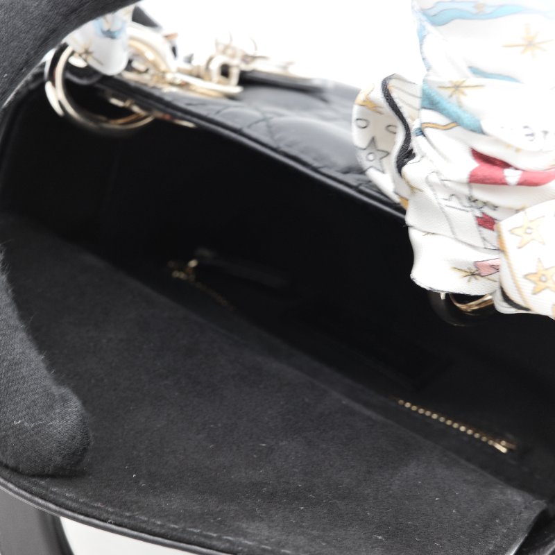 (專櫃 175,000) 近新品況🎁 配件齊全 Dior 迪奧 Lady Dior mini 黑色 籐格紋羊皮 羊皮 肩背包 小型手提包 附背帶及L'Étoile Mitzah 絲巾-12