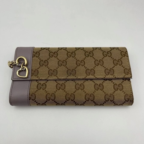 GUCCI/古馳紫色長款滿logo錢包，19*10，成色如圖
