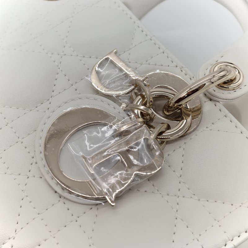 (專櫃 160,000) 近新品🎁 超級新 Dior 迪奧 Lady D-Joy Cannage 籐格紋 奶白色 羊皮 肩背包 小型手提包 附背帶-7