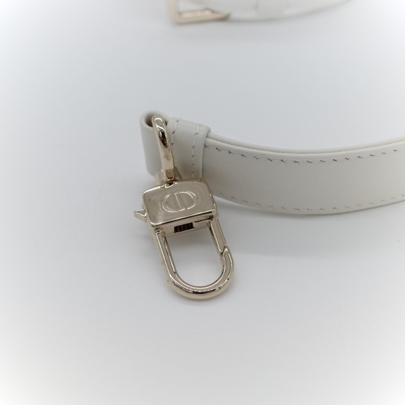 (專櫃 160,000) 近新品🎁 超級新 Dior 迪奧 Lady D-Joy Cannage 籐格紋 奶白色 羊皮 肩背包 小型手提包 附背帶-13