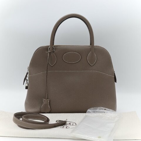 Hermès 愛馬仕 Bolide 31 灰色 Clemence 牛皮 手提包 肩背包 兩用包