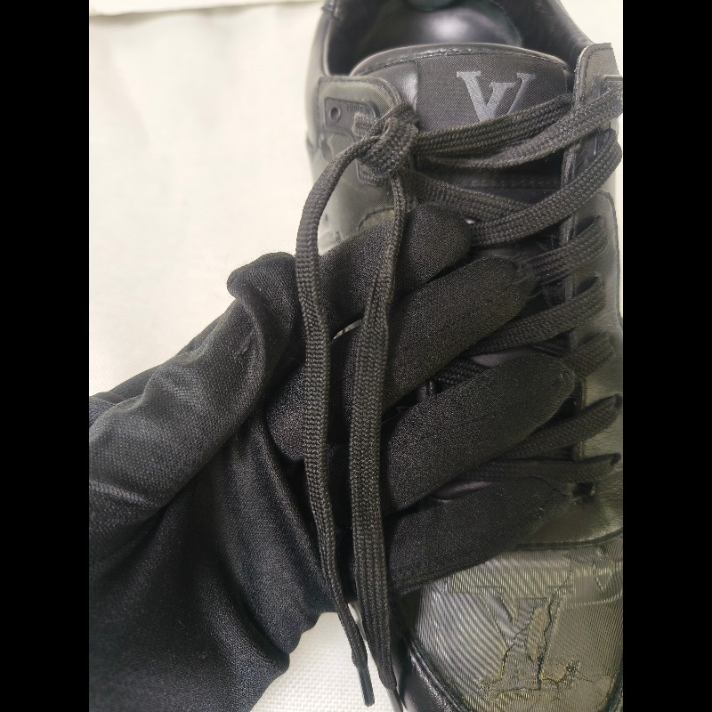 【LV👜全品項限時降價‼️】㊣✨Louis Vuitton✨**尺寸:7**(附鞋盒)路易威登 LV 黑武士 老花 黑色 潮流 皮革 拼接 球鞋 休閒鞋 運動鞋/二手鞋/二手精品/保證正品🌳二手樹屋🌳-37