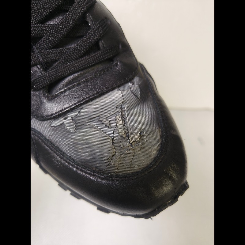 【LV👜全品項限時降價‼️】㊣✨Louis Vuitton✨**尺寸:7**(附鞋盒)路易威登 LV 黑武士 老花 黑色 潮流 皮革 拼接 球鞋 休閒鞋 運動鞋/二手鞋/二手精品/保證正品🌳二手樹屋🌳-38