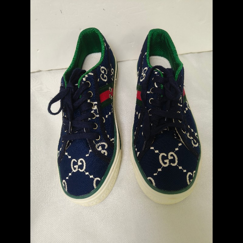 ㊣✨Gucci✨(附防塵袋)**尺寸42**古馳 藍色 老花 紅綠條 滿版 刺繡 布鞋 休閒鞋 便鞋/二手鞋/二手精品🌳二手樹屋🌳-2