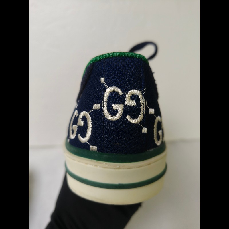 ㊣✨Gucci✨(附防塵袋)**尺寸42**古馳 藍色 老花 紅綠條 滿版 刺繡 布鞋 休閒鞋 便鞋/二手鞋/二手精品🌳二手樹屋🌳-11