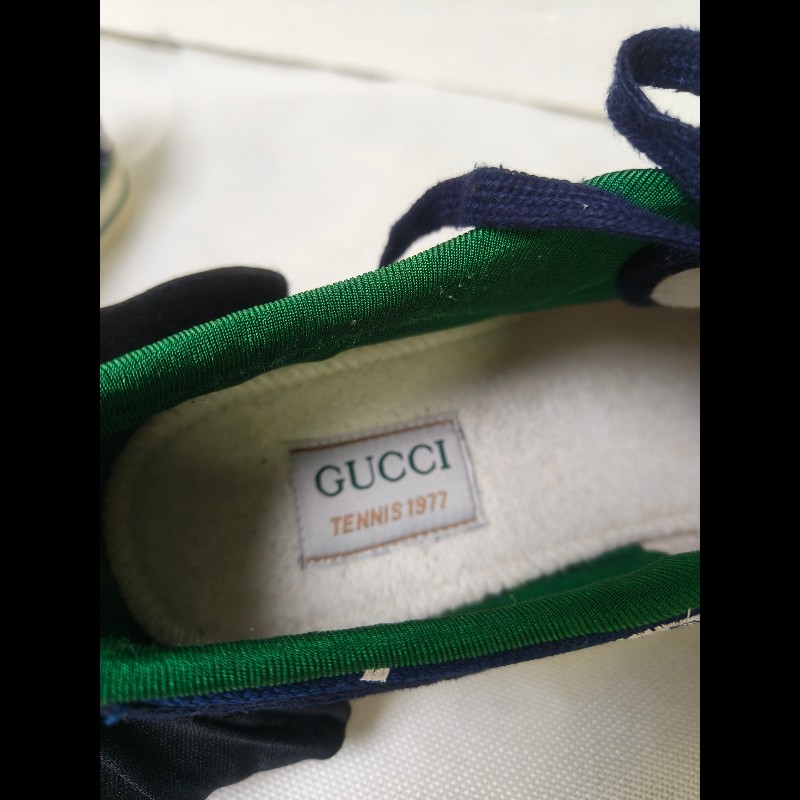 ㊣✨Gucci✨(附防塵袋)**尺寸42**古馳 藍色 老花 紅綠條 滿版 刺繡 布鞋 休閒鞋 便鞋/二手鞋/二手精品🌳二手樹屋🌳-18