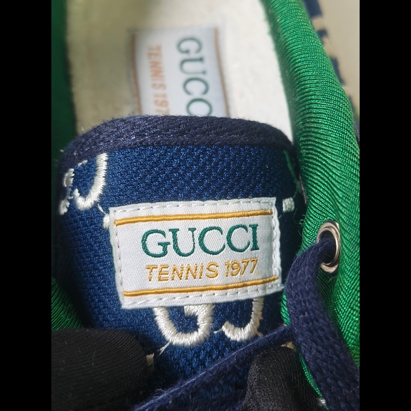 ㊣✨Gucci✨(附防塵袋)**尺寸42**古馳 藍色 老花 紅綠條 滿版 刺繡 布鞋 休閒鞋 便鞋/二手鞋/二手精品🌳二手樹屋🌳-20