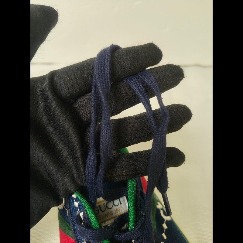 ㊣✨Gucci✨(附防塵袋)**尺寸42**古馳 藍色 老花 紅綠條 滿版 刺繡 布鞋 休閒鞋 便鞋/二手鞋/二手精品🌳二手樹屋🌳-21