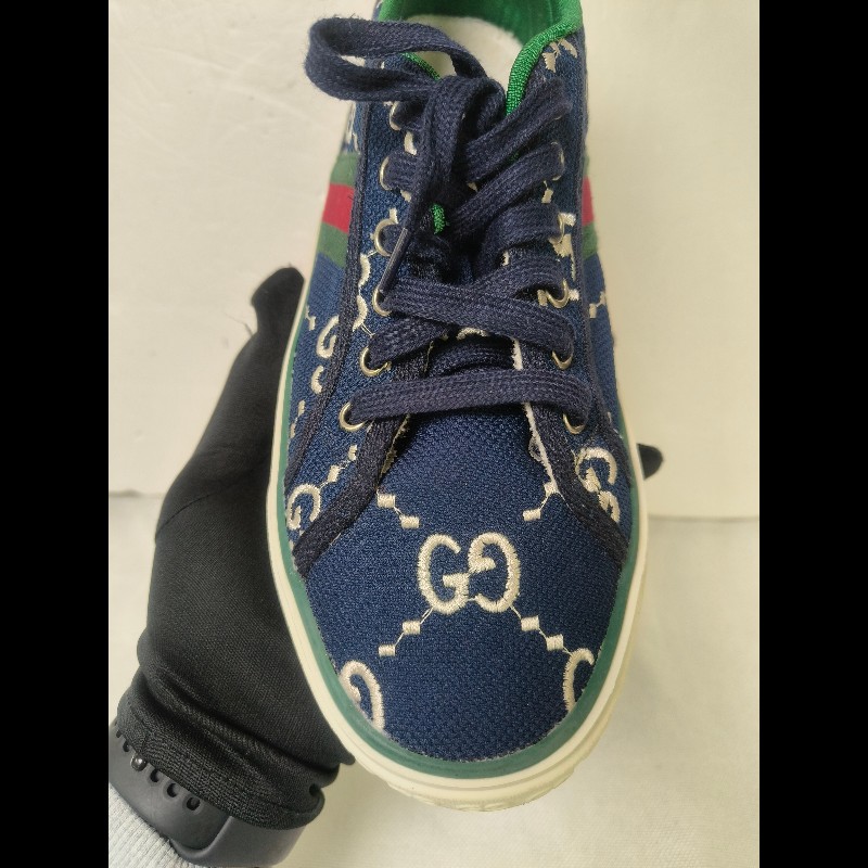 ㊣✨Gucci✨(附防塵袋)**尺寸42**古馳 藍色 老花 紅綠條 滿版 刺繡 布鞋 休閒鞋 便鞋/二手鞋/二手精品🌳二手樹屋🌳-24