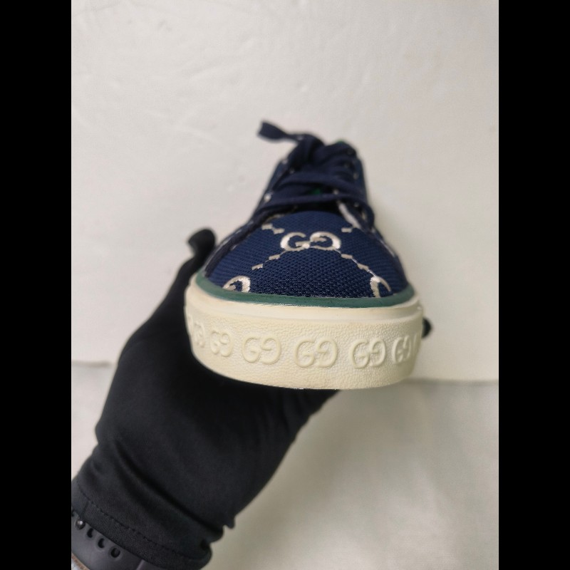 ㊣✨Gucci✨(附防塵袋)**尺寸42**古馳 藍色 老花 紅綠條 滿版 刺繡 布鞋 休閒鞋 便鞋/二手鞋/二手精品🌳二手樹屋🌳-25