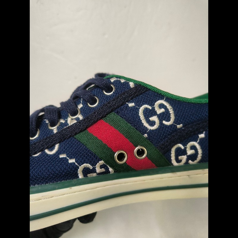 ㊣✨Gucci✨(附防塵袋)**尺寸42**古馳 藍色 老花 紅綠條 滿版 刺繡 布鞋 休閒鞋 便鞋/二手鞋/二手精品🌳二手樹屋🌳-27