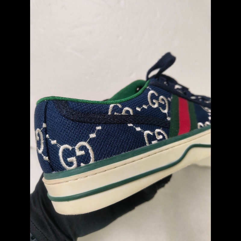 ㊣✨Gucci✨(附防塵袋)**尺寸42**古馳 藍色 老花 紅綠條 滿版 刺繡 布鞋 休閒鞋 便鞋/二手鞋/二手精品🌳二手樹屋🌳-30
