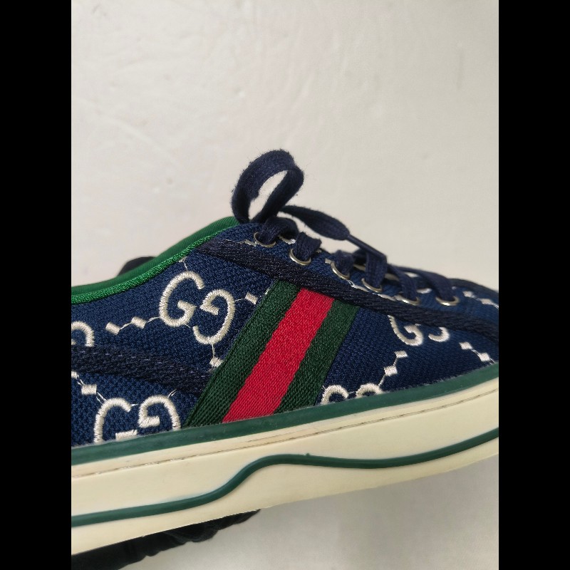㊣✨Gucci✨(附防塵袋)**尺寸42**古馳 藍色 老花 紅綠條 滿版 刺繡 布鞋 休閒鞋 便鞋/二手鞋/二手精品🌳二手樹屋🌳-31
