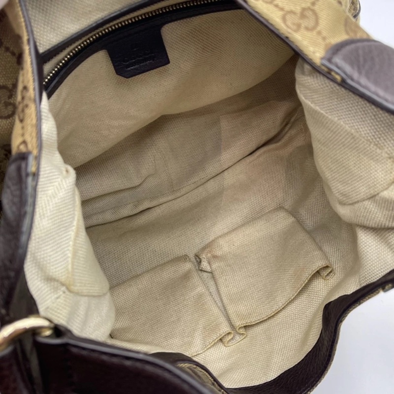 GUCCI Dressage老花牛皮拼帆布单肩斜挎包,尺寸:35 x 12 x 30-3