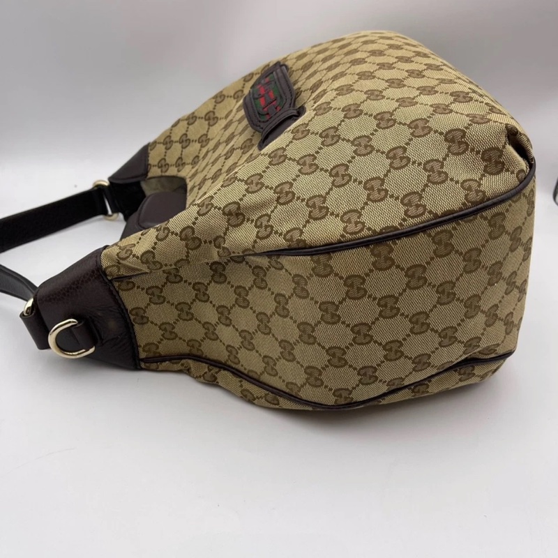 GUCCI Dressage老花牛皮拼帆布单肩斜挎包,尺寸:35 x 12 x 30-5