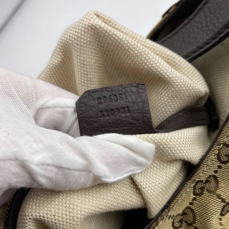 GUCCI Dressage老花牛皮拼帆布单肩斜挎包,尺寸:35 x 12 x 30-7