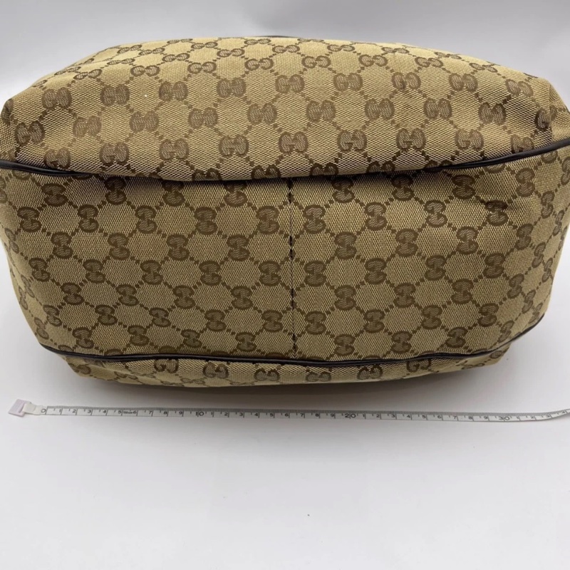 GUCCI Dressage老花牛皮拼帆布单肩斜挎包,尺寸:35 x 12 x 30-9