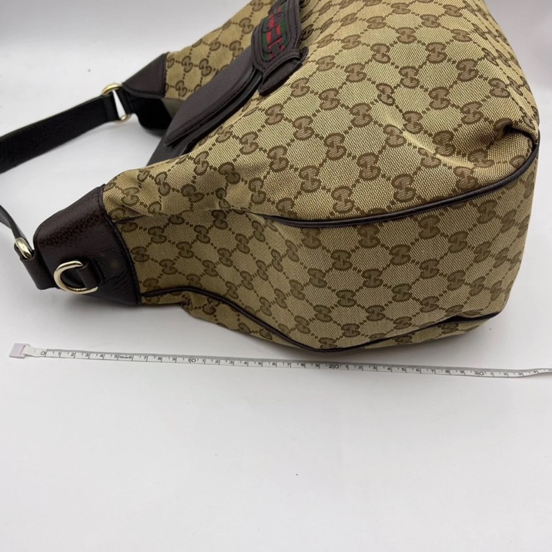 GUCCI Dressage老花牛皮拼帆布单肩斜挎包,尺寸:35 x 12 x 30-10