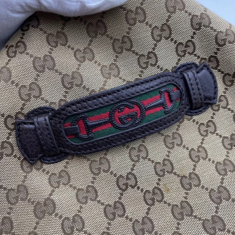 GUCCI Dressage老花牛皮拼帆布单肩斜挎包,尺寸:35 x 12 x 30-15