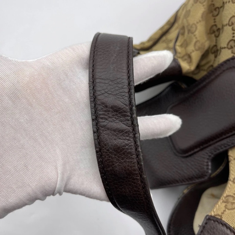 GUCCI Dressage老花牛皮拼帆布单肩斜挎包,尺寸:35 x 12 x 30-16