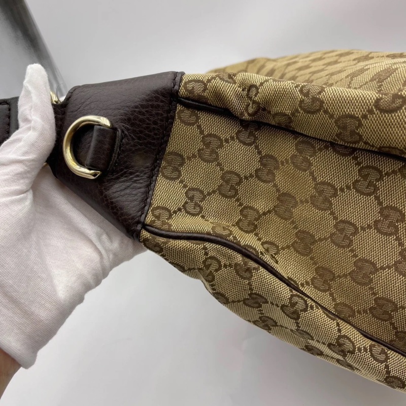 GUCCI Dressage老花牛皮拼帆布单肩斜挎包,尺寸:35 x 12 x 30-17