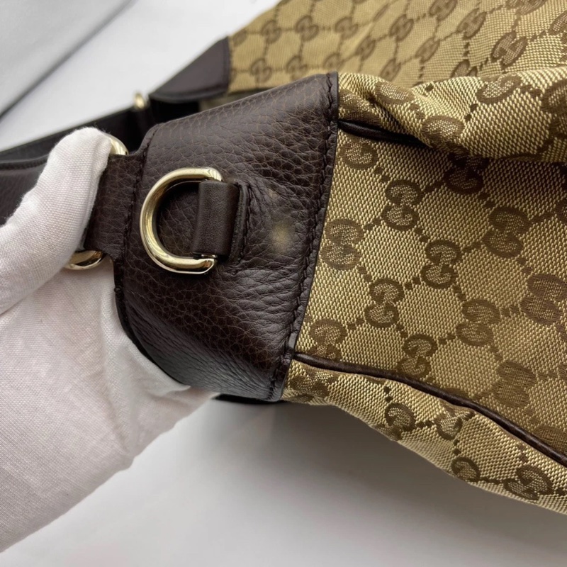 GUCCI Dressage老花牛皮拼帆布单肩斜挎包,尺寸:35 x 12 x 30-18