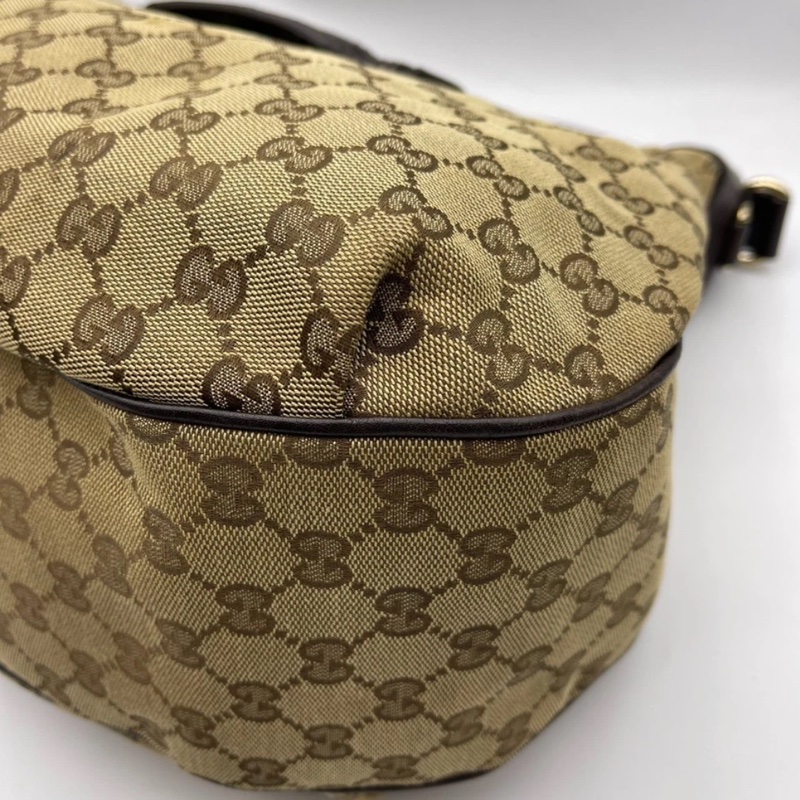 GUCCI Dressage老花牛皮拼帆布单肩斜挎包,尺寸:35 x 12 x 30-22