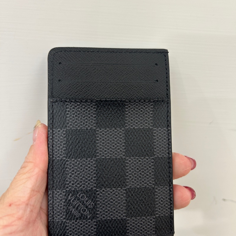 Lv 黑灰棋盤格neo 5卡名片夾-4
