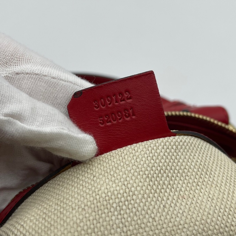 HJ260102FSZ) Gucci/古馳 愛心型掛飾帆布拼皮手提肩背包,尺寸約:32*16*23-5