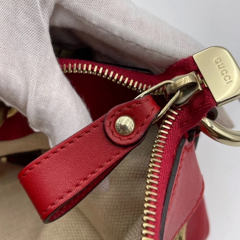 HJ260102FSZ) Gucci/古馳 愛心型掛飾帆布拼皮手提肩背包,尺寸約:32*16*23-13