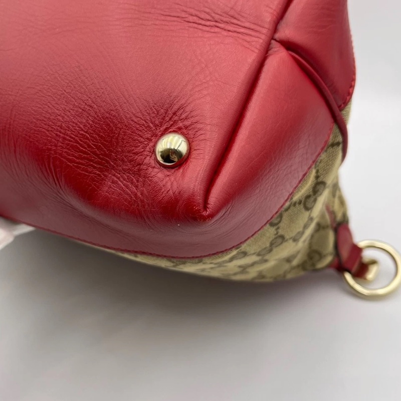 HJ260102FSZ) Gucci/古馳 愛心型掛飾帆布拼皮手提肩背包,尺寸約:32*16*23-18