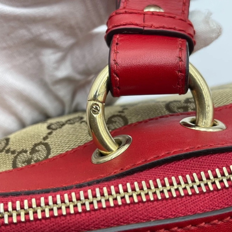 HJ260102FSZ) Gucci/古馳 愛心型掛飾帆布拼皮手提肩背包,尺寸約:32*16*23-19