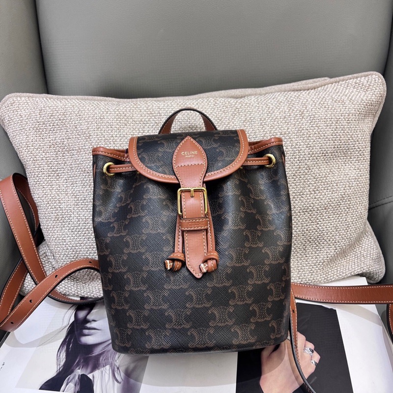 98新Celine老花中古迷你雙肩包 23年 尺寸17x21 001無附件-0