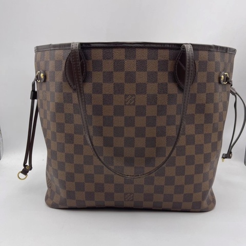 Lv路易威登/Louis Vuitton neverfull中號棋盤格購物袋無子袋款，紅色內里 尺寸：31x 28 x 14cm