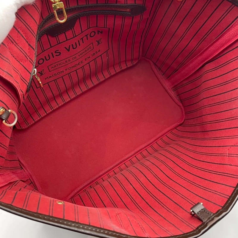 Lv路易威登/Louis Vuitton neverfull中號棋盤格購物袋無子袋款,紅色內里 尺寸:31x 28 x 14cm-5