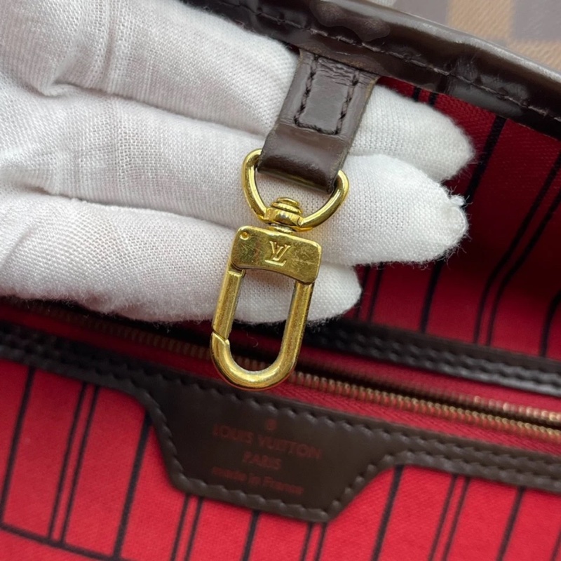 Lv路易威登/Louis Vuitton neverfull中號棋盤格購物袋無子袋款,紅色內里 尺寸:31x 28 x 14cm-11