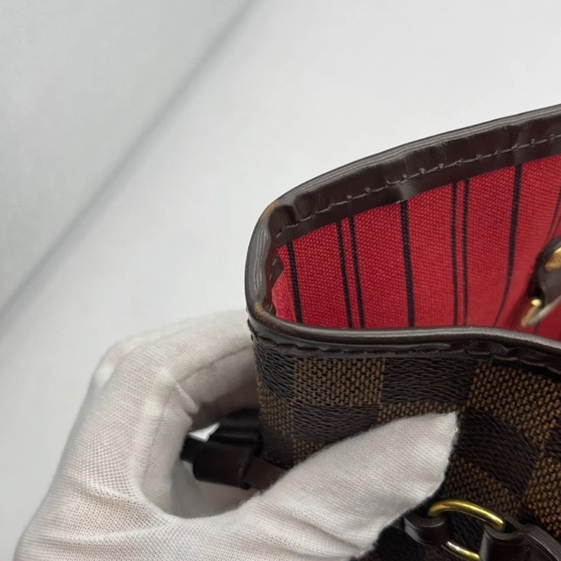 Lv路易威登/Louis Vuitton neverfull中號棋盤格購物袋無子袋款,紅色內里 尺寸:31x 28 x 14cm-15