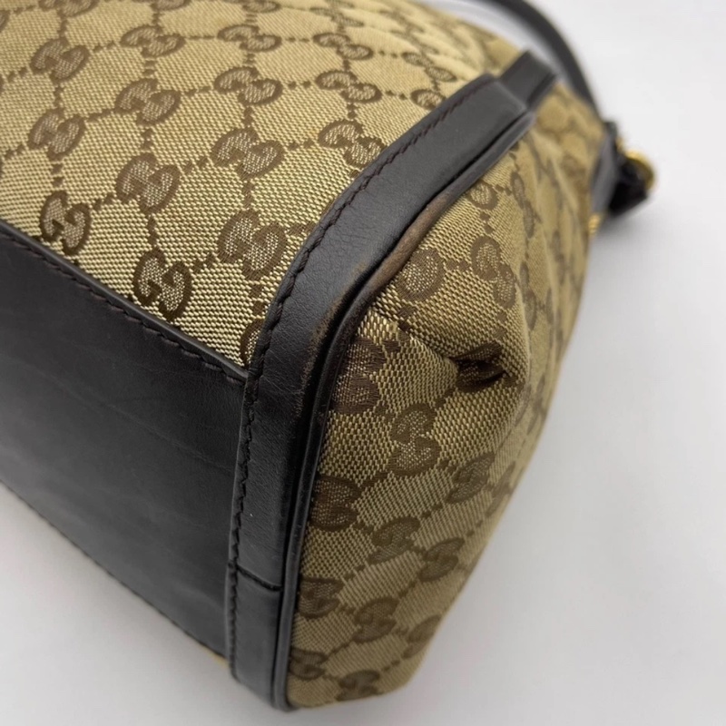 Gucci古馳老花帆布拼皮腋下包 手提包,成色如圖-9