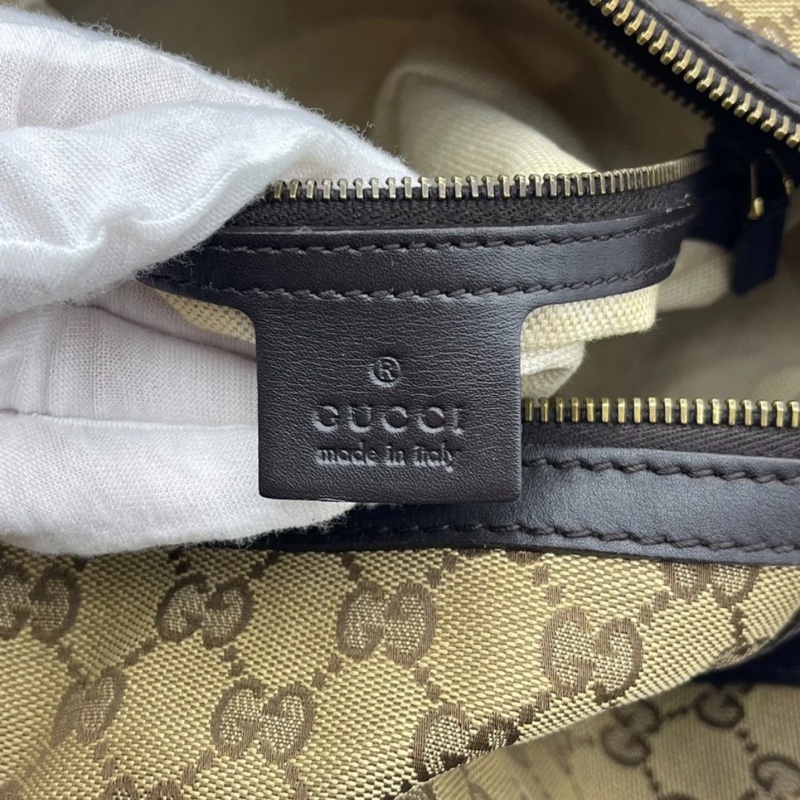 Gucci古馳老花帆布拼皮腋下包 手提包,成色如圖-23