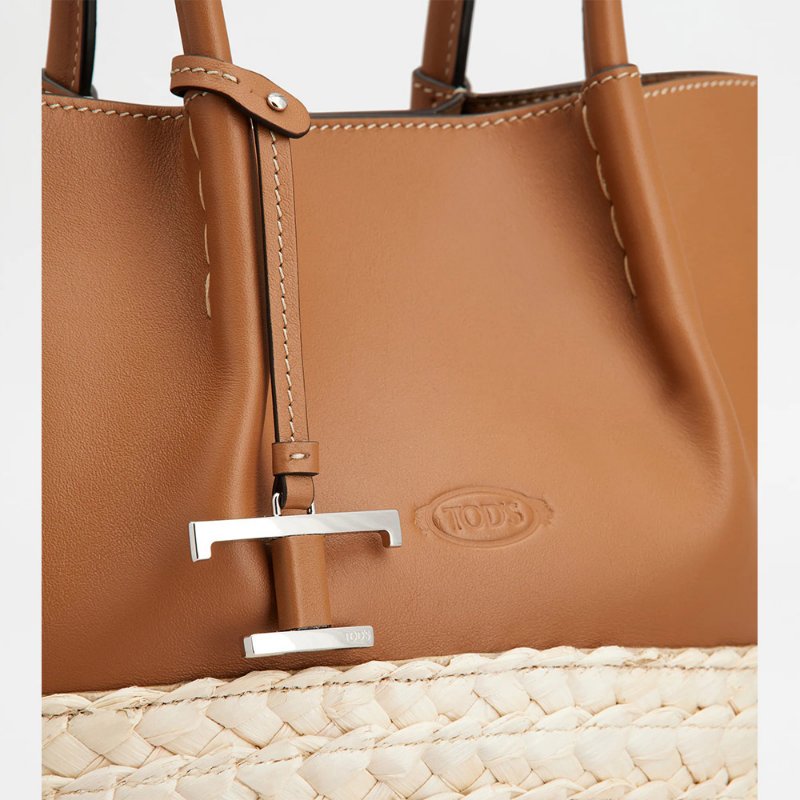 【Tod's】專櫃經典Timeless系列 納帕小牛皮草編皮革購物包-6