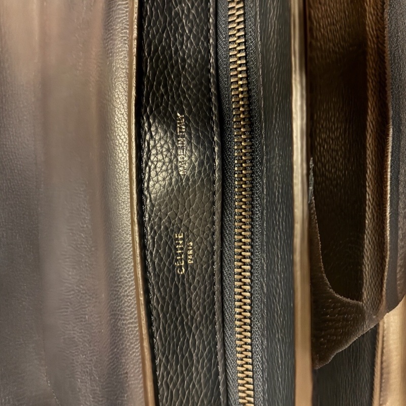 【絕版Céline Trapeze 鞦韆包】深藍拼接荔枝紋皮與麂皮|稀有鐵色五金|附台北微風專櫃購證、長背帶、防塵袋|少用近新保存良好-15