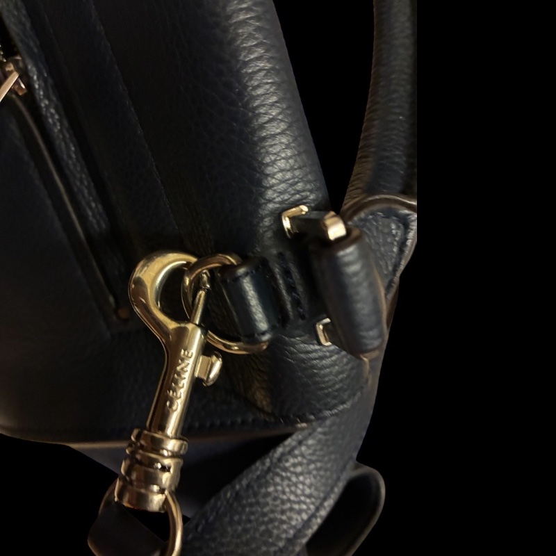【絕版Céline Trapeze 鞦韆包】深藍拼接荔枝紋皮與麂皮|稀有鐵色五金|附台北微風專櫃購證、長背帶、防塵袋|少用近新保存良好-22