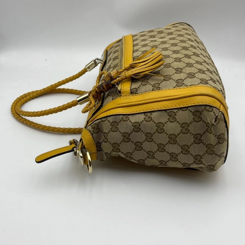 Gucci古馳老花流蘇竹節包,尺寸 34*23*12cm，成色如圖-4