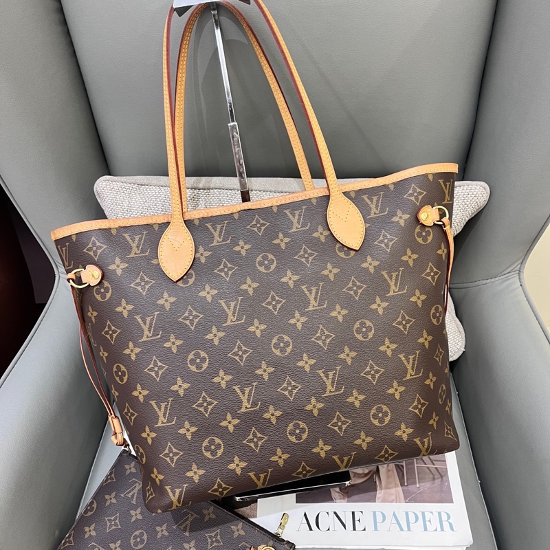 97新LV老花neverfull nf中號子母購物袋 21年 底長32 55x-0