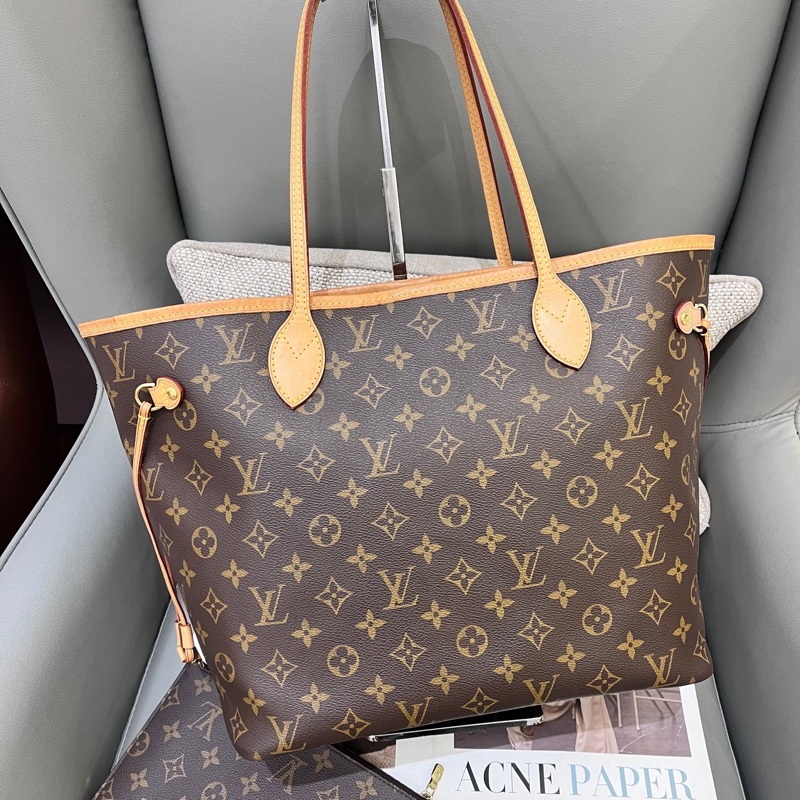 97新LV老花neverfull nf中號子母購物袋 21年 底長32 55x-1