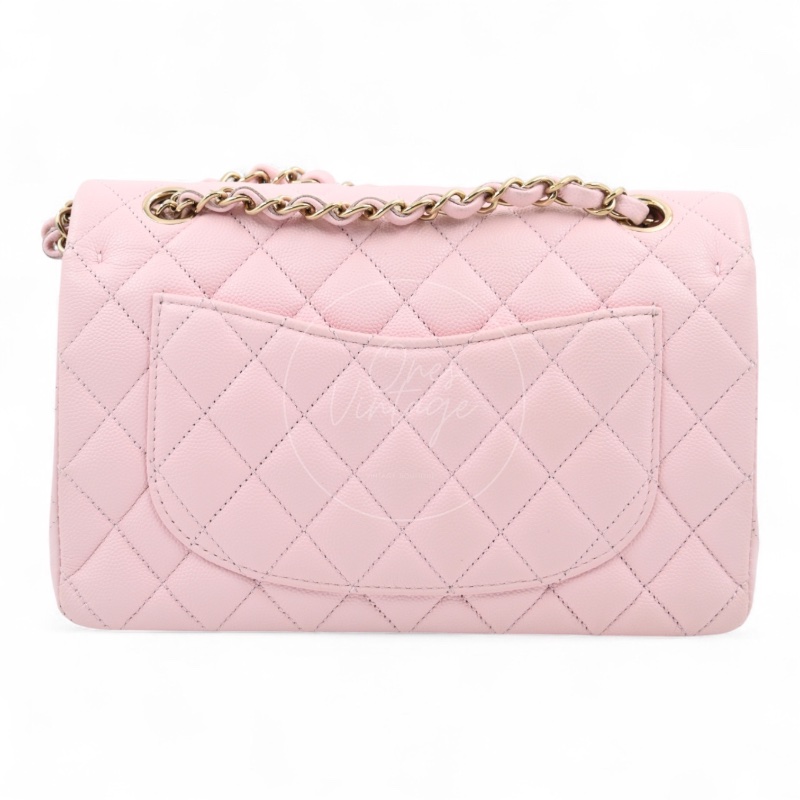 [Pre-owned] Chanel Caviar 22A Pink Small Classic Double Flap Bag 23-1